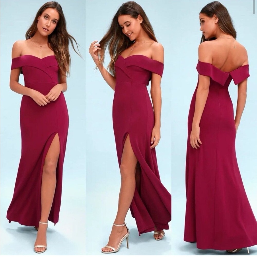 Lulu’s Song of Love magenta off the shoulder dress